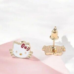 Hello Kitty Gold-Plated Stainless Steel Enamel Stud Earrings